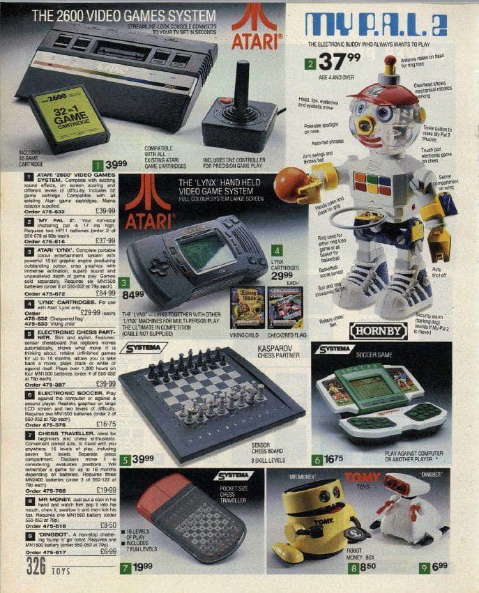 Strana z amerického vianočného katalógu zo začiatku 80. rokov: Atari 2600 medzi hračkami