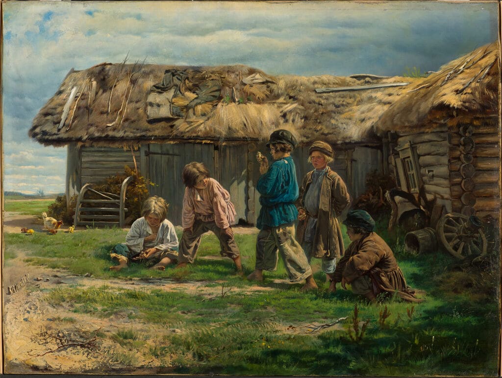 V. Makovskij: Hra v kosti (1870)